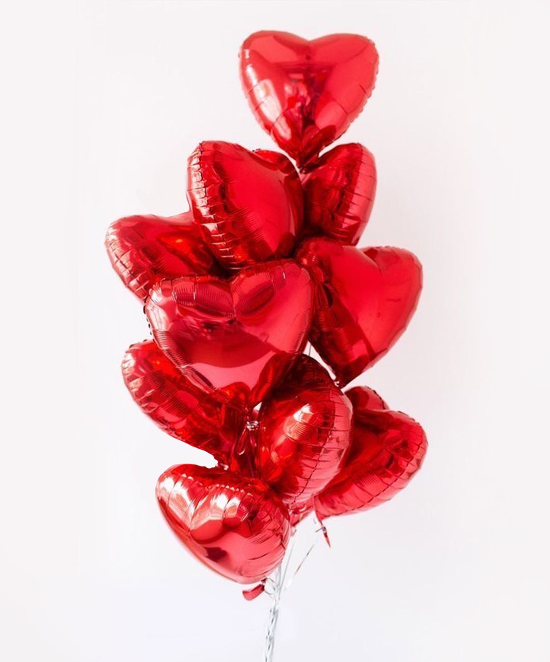 A Dozen Red Hearts Foil Balloon Bouquet